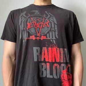 Slayer Raining Blood AOP Band Graphics Black Tee Shirt